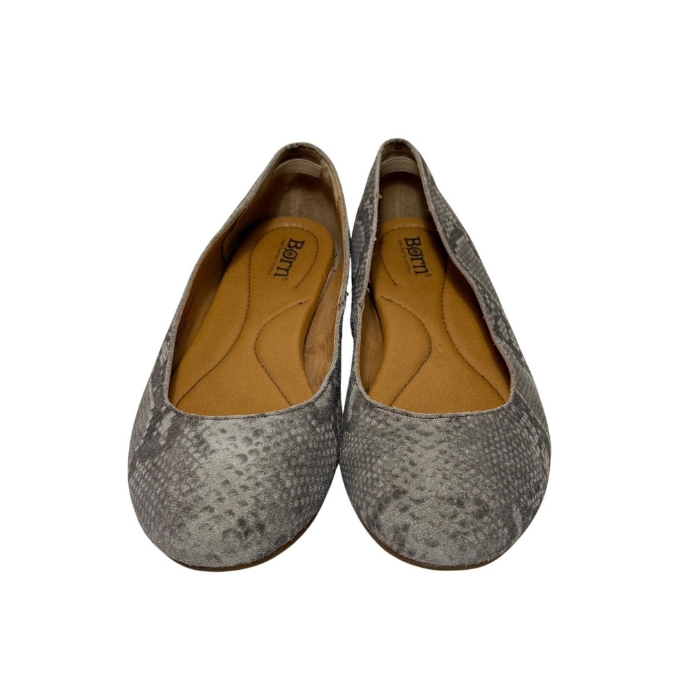Born Gray Snake Print Suede Ballet Flats Women's Size 7M Contemporary